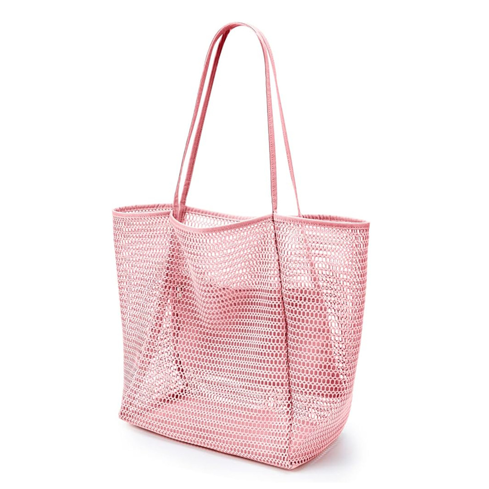 V888-ELOSUNG20475-202502241540-00 2 pcs Pink Casual Mesh Tote Bag - Shoulder Bag for Beach & Travel 35x17x37cm - Image 1