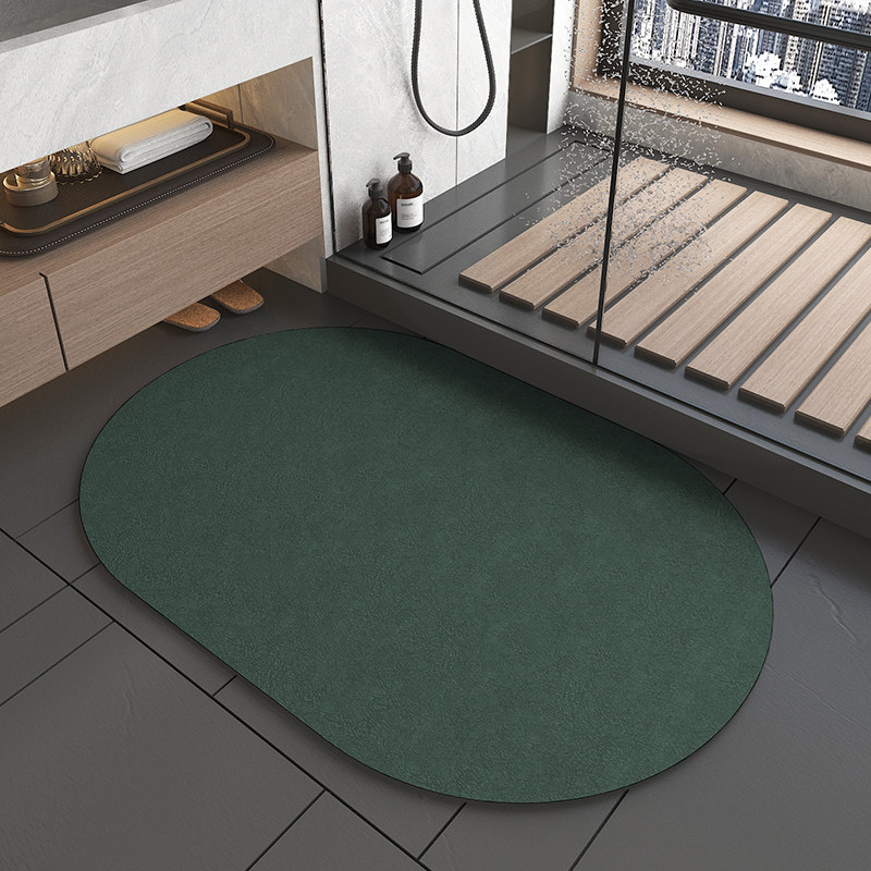 V888-ELOSUNG20638-202502261710-00 Oval dark green Quick-Dry Absorbent Non-Slip Bath Rug for Bathroom, Kitchen & Entryway 45x70cm - Image 1
