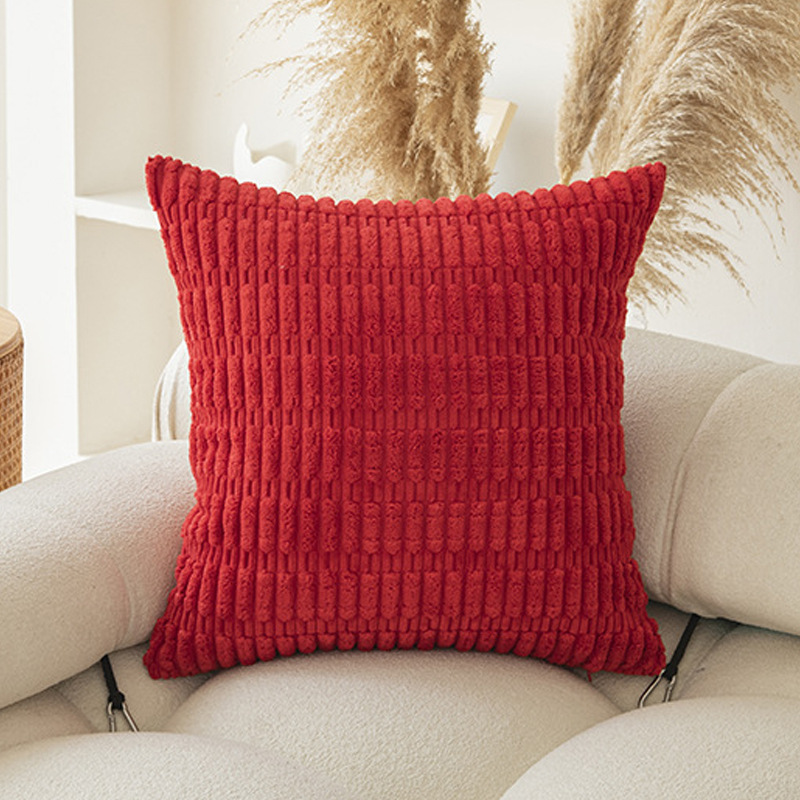 V888-ELOSUNG20713-202502281135-00 Red Set of 2 Corduroy Style Throw Pillow Covers - Machine Washable 55*55CM - Image 1