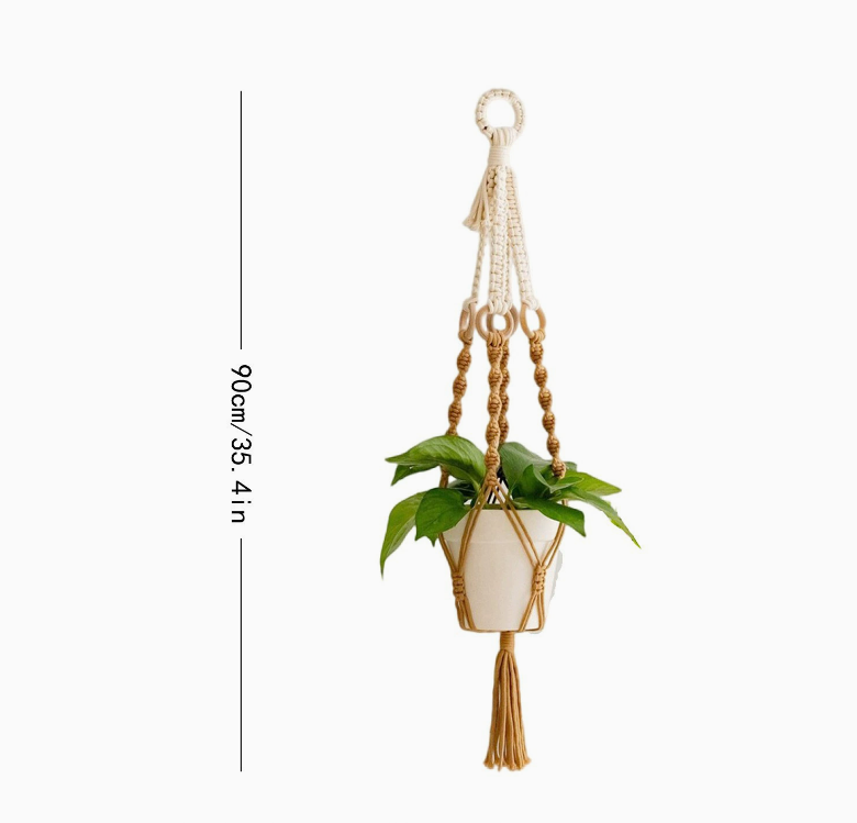 V888-ELOSUNG20904-202503111133-00 2 pcs Handwoven Plant Hanger-Cotton Rope Hanging Planter with Wooden Rings - Image 1