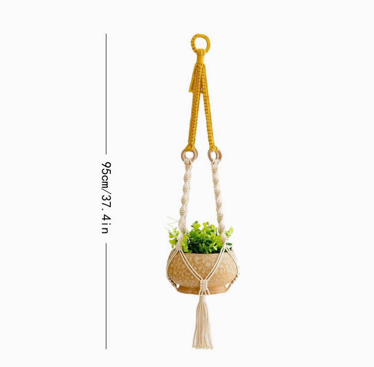 V888-ELOSUNG20905-202503111146-00 2 pcs Handwoven Plant Hanger-Cotton Rope Hanging Planter with Wooden Rings - Image 1
