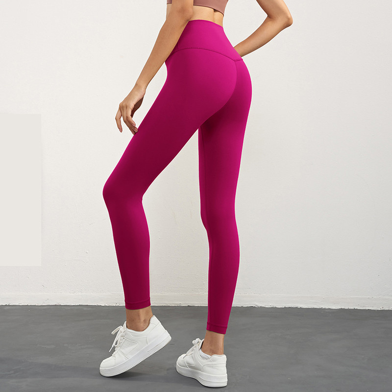 V888-ELOSUNG21003-224779-00 Size S Rose Pink High-Waisted Seamless Yoga Pants for Women - Tummy Control, Butt Lifting & Back Waistband Pocket - Image 1