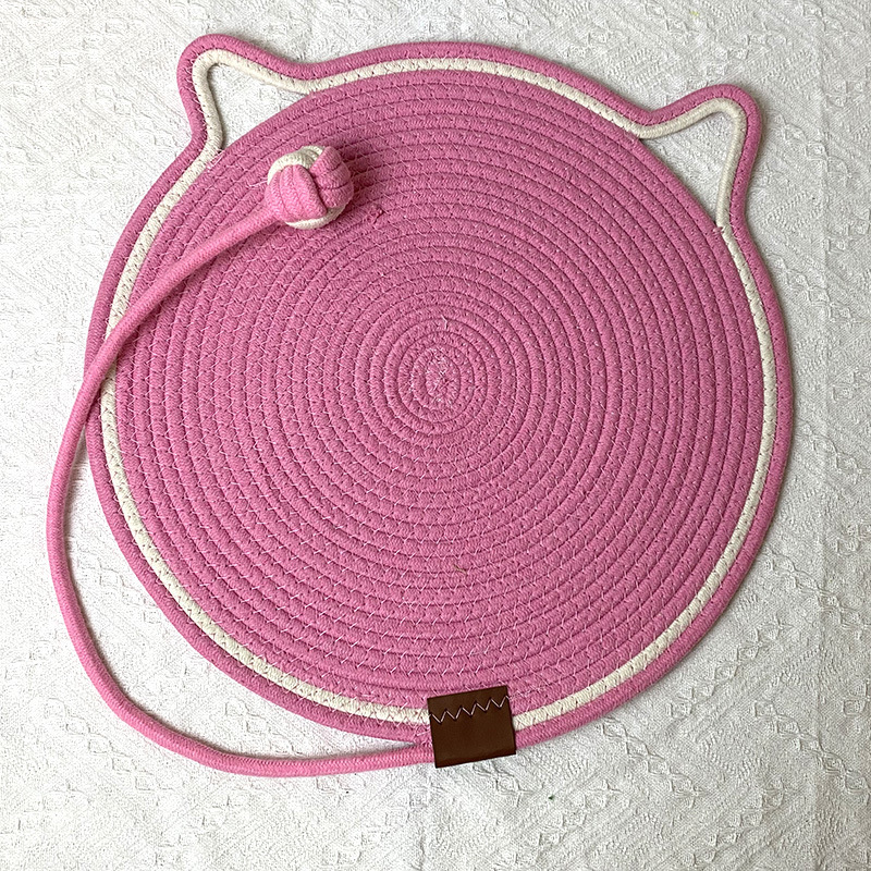 V888-ELOSUNG21201-227309-00 3 Pcs Pink Durable Cat Scratching Mat with Attached Toy Ball - Washable and Multi-Functional, Ideal for Cats' Scratching and Sleeping - 50cm Diameter - Image 1