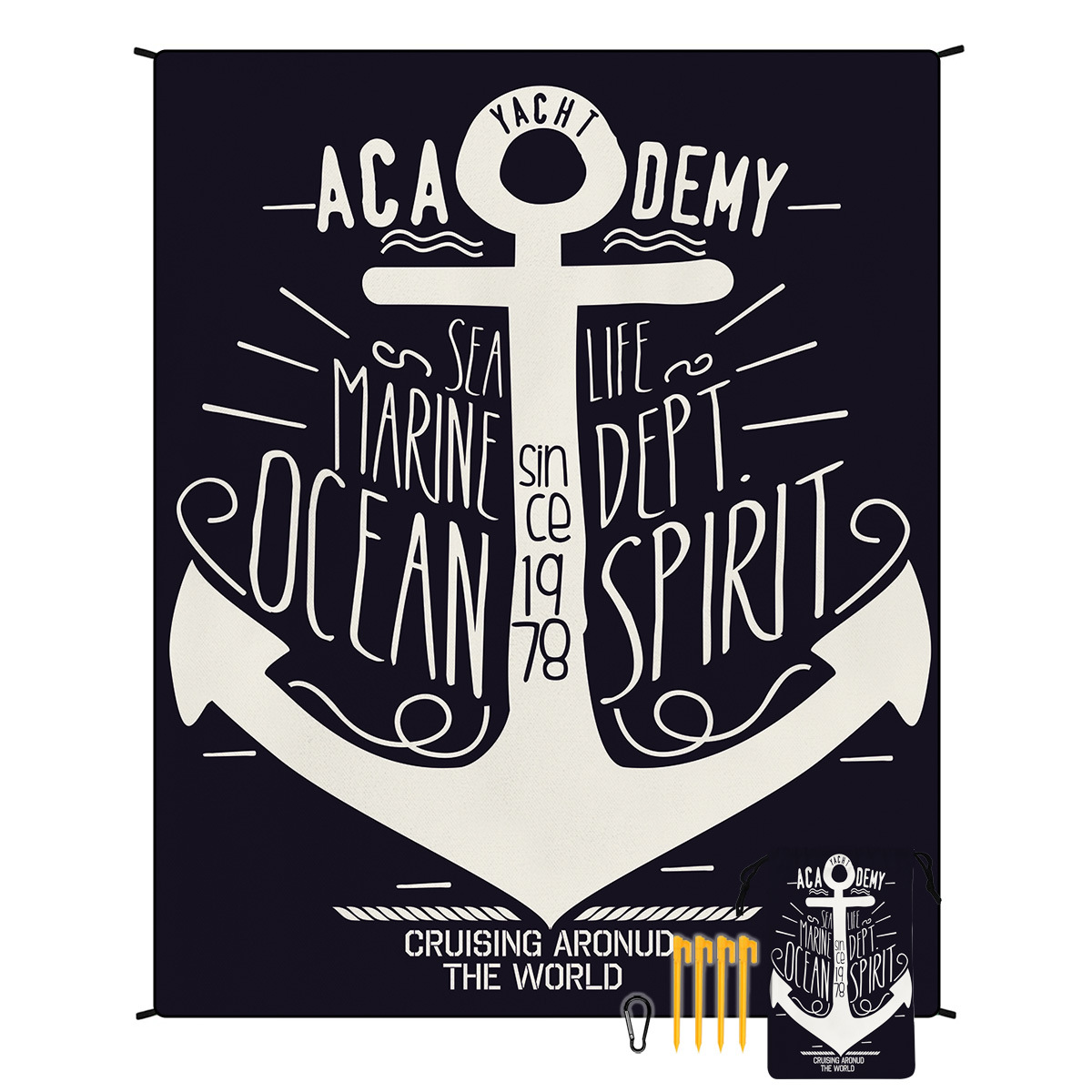 V888-ELOSUNG21256-202502241520-00 Style STD-001-47 Black And White Quick Dry Beach Mat Sand Proof Waterproof Outdoor Picnic Blanket - Compact & Lightweight - Image 1