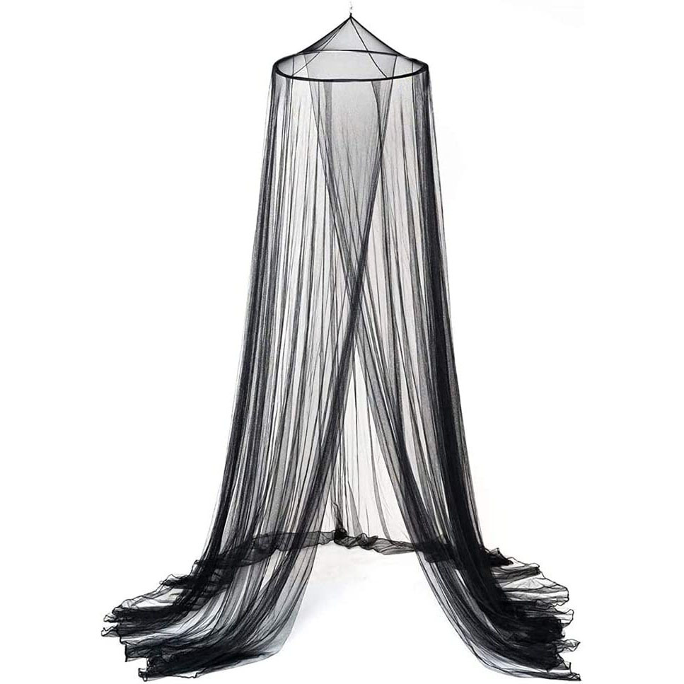 V888-ELOSUNG21274-202502241040-00 Black Hanging Princess Bed Canopy Mosquito Net - Dome Bedding for Dorm Rooms & Bedrooms (Fits 1.5m-1.8m Beds) - Image 1