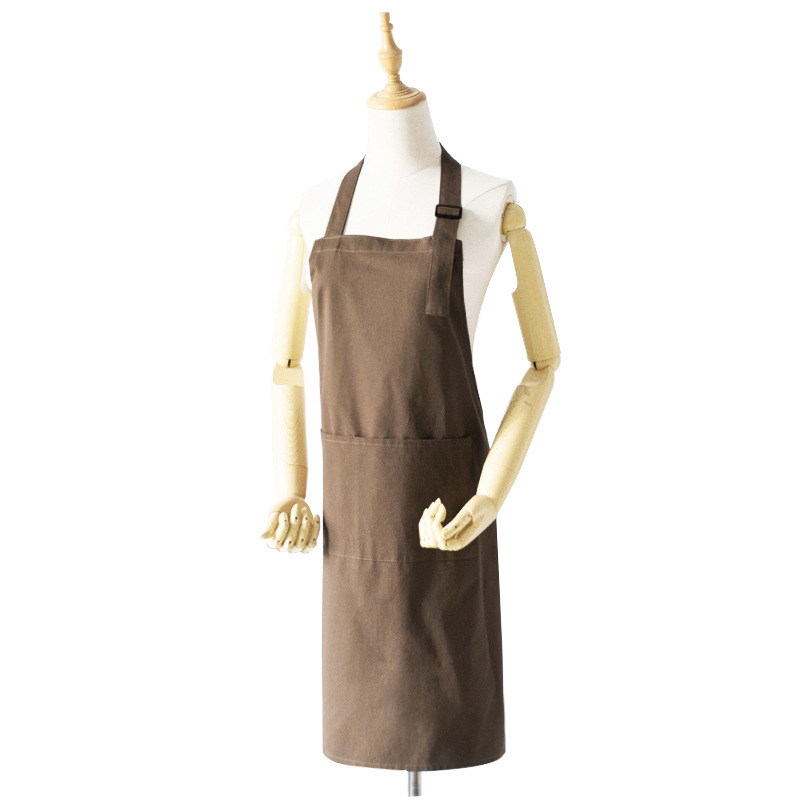 V888-ELOSUNG21370-202502261752-00 Brown Waterproof & Oil-Proof Apron - Adjustable Kitchen Apron with Pockets - Image 1