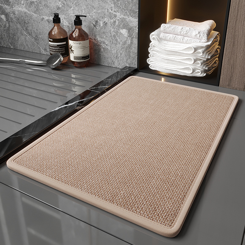 V888-ELOSUNG21396-202502271151-00 Brown Quick Dry Bathroom Rug - Non-Slip PVC Foam, Super Absorbent, 40x60cm - Image 1