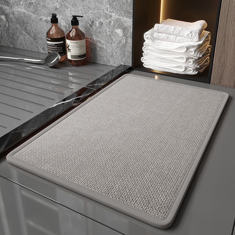 V888-ELOSUNG21400-202502271152-00 Grey Quick Dry Bathroom Rug - Non-Slip PVC Foam, Super Absorbent, 50x80cm - Image 1
