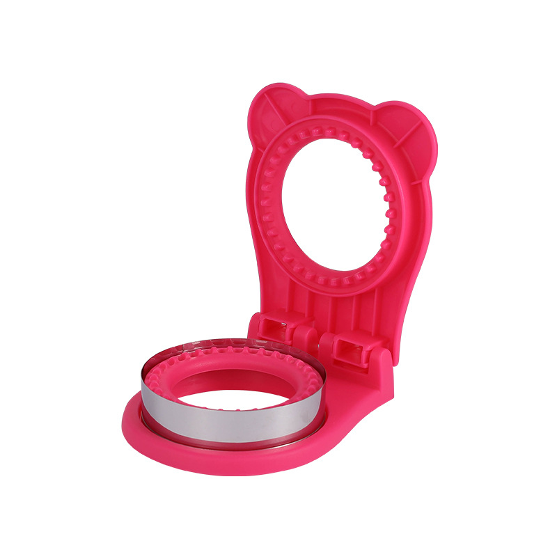 V888-ELOSUNG21434-202502281046-00 3 Pcs Rose Red Round Sandwich Sealer & Cutter - Safe Hand Guard Design, DIY Pocket Bread Mold - Image 1