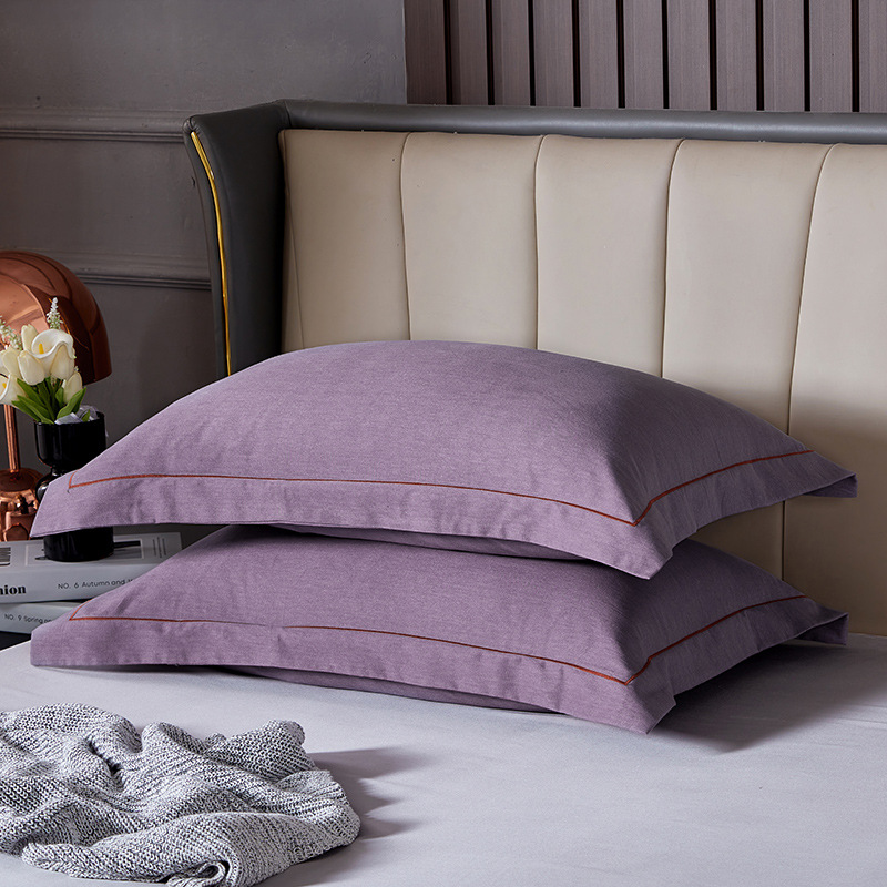 V888-ELOSUNG21439-202502281052-00 Dark Purple Pure Cotton Flannel Pillowcase Set - Soft, Thickened, Solid Color (Pair, 48x74cm) - Image 1