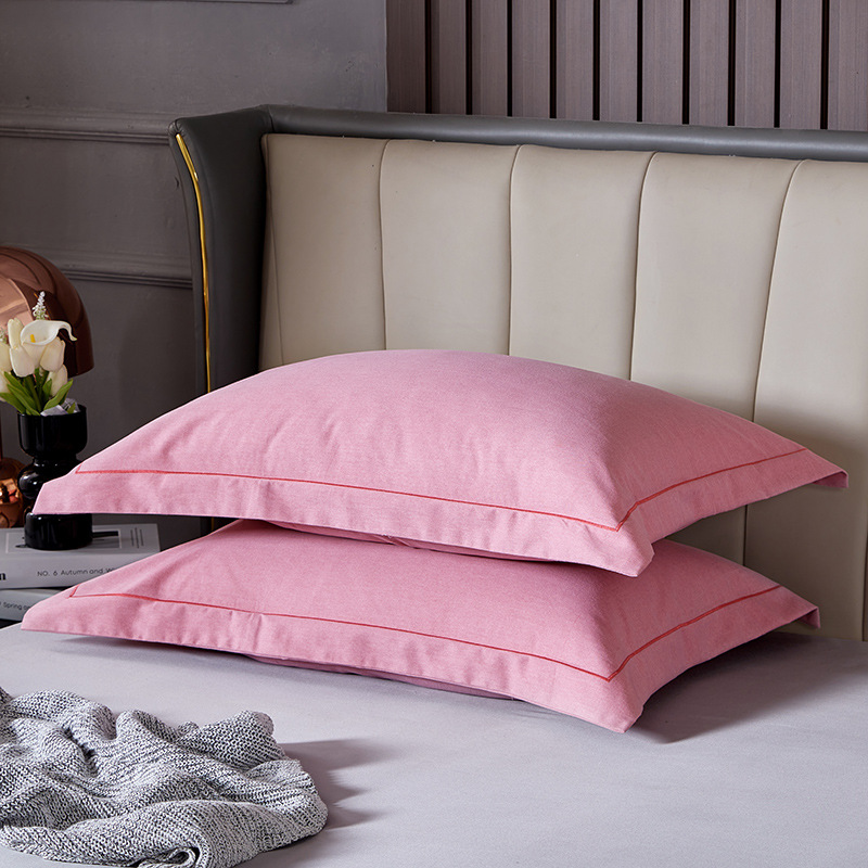 V888-ELOSUNG21443-202502281053-00 Dark Pink Pure Cotton Flannel Pillowcase Set - Soft, Thickened, Solid Color (Pair, 48x74cm) - Image 1