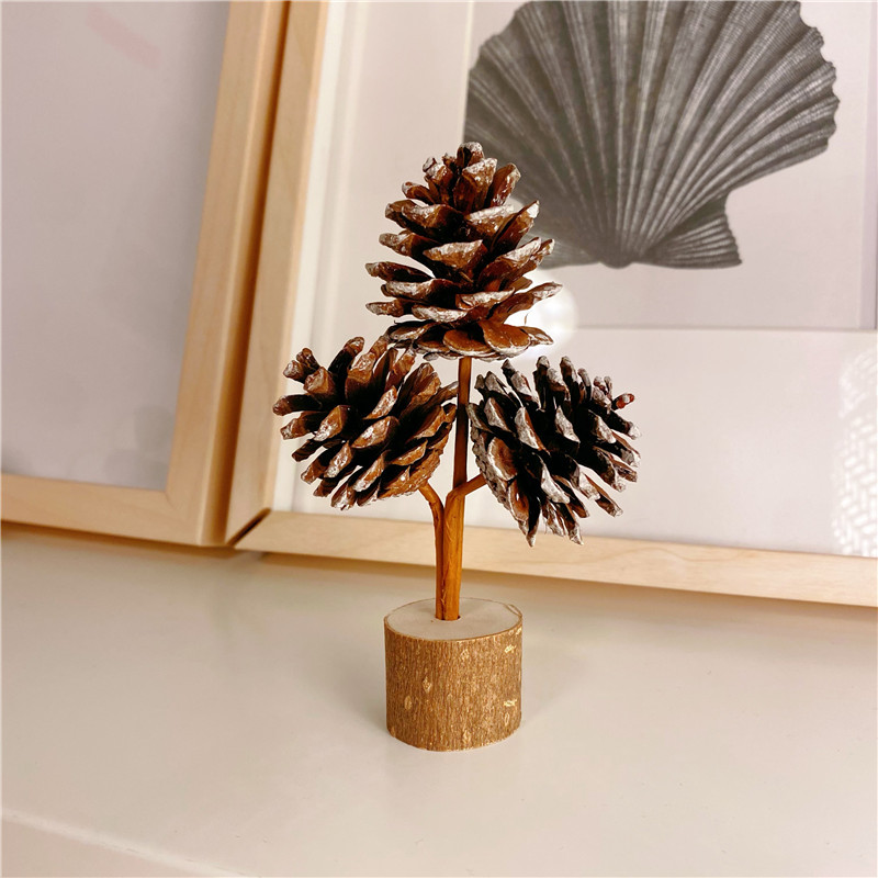 V888-ELOSUNG21550-202503041405-00 Brown Rustic Forest-Style White Frost Pine Cone Ornaments - Elegant 10-12cm Synthetic Resin Craft - Image 1