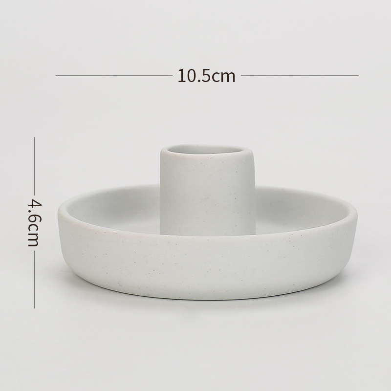 V888-ELOSUNG21565-202503051021-00 2 Pcs White Oval Bottom Nordic Ceramic Candle Holder with Jewelry Dish - Elegant Minimalist Home Decor Piece - Image 1