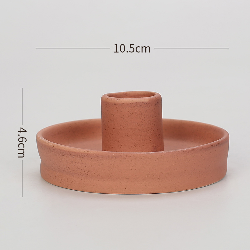V888-ELOSUNG21571-202503051025-00 2 Pcs Orange Straight Bottom Nordic Ceramic Candle Holder with Jewelry Dish - Elegant Minimalist Home Decor Piece - Image 1