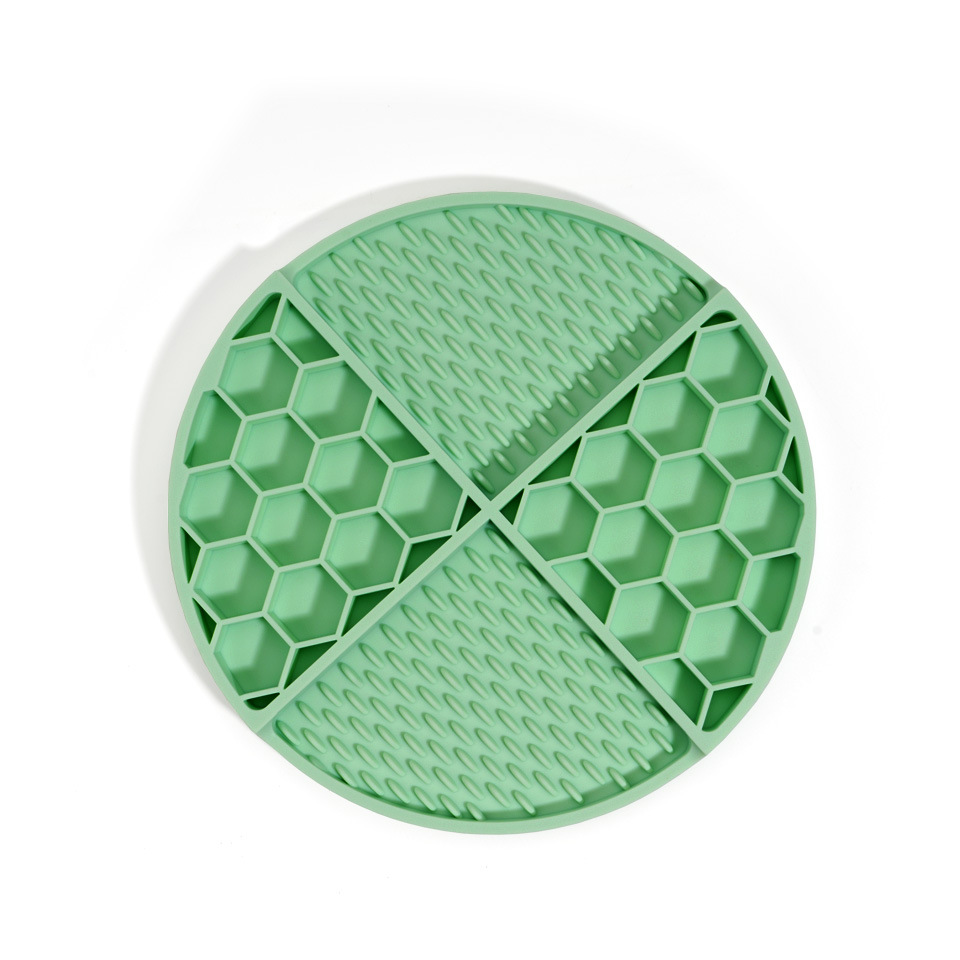 V888-ELOSUNG21612-202503071446-00 2 Pcs Dark Green Honeycomb Pet Slow Feeder Bowl - Anti-Choke Silicone Lick Mat with Suction for Dogs - Image 1