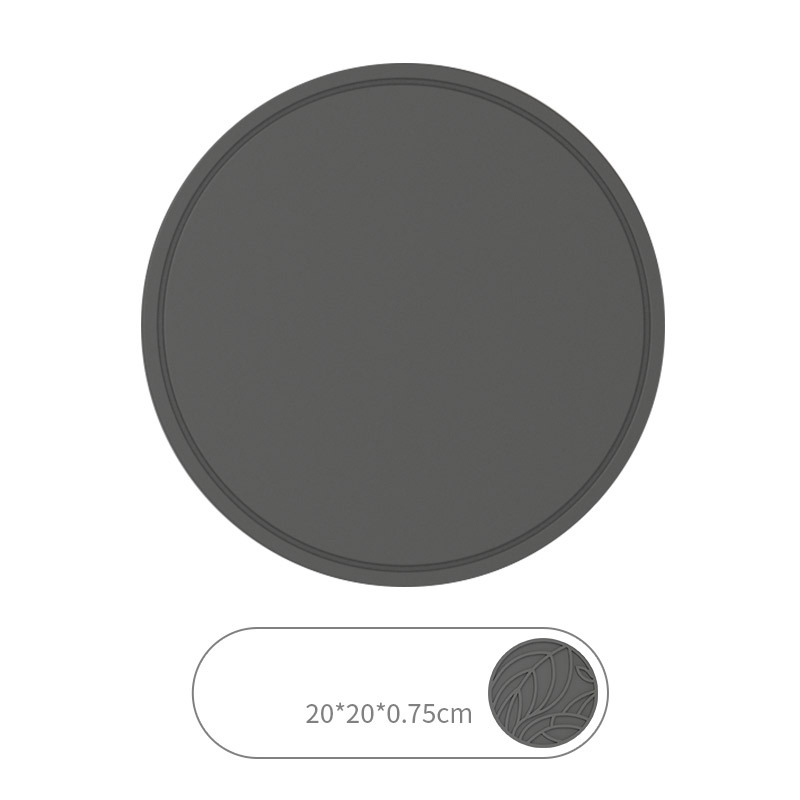 V888-ELOSUNG21638-202503071341-00 Dark Grey 3 Pcs Premium Silicone Round Heat-Resistant Pad - 20cm Durable Kitchen Pot Mat with Anti-Slip Design - Image 1