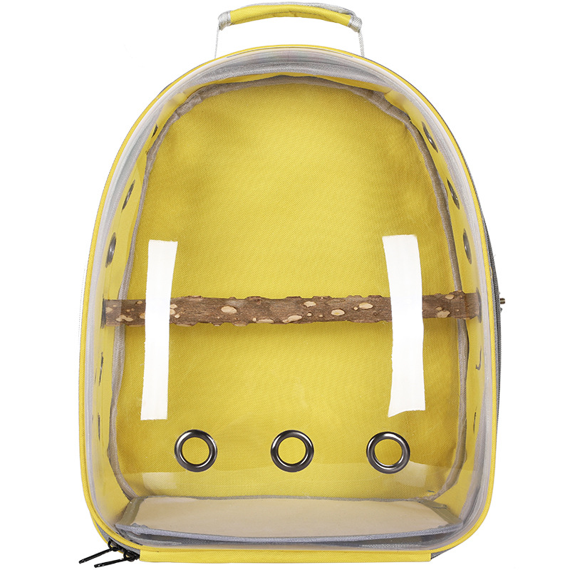 V888-ELOSUNG21771-202503111111-00 Yellow Stylish Transparent PVC Pet Carrier Backpack - Large Capacity, Multi-Use for Birds & Cats(Including Wooden Stick) - Image 1