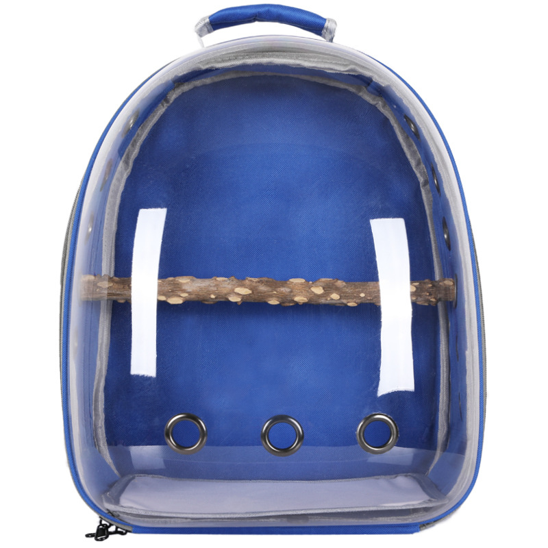 V888-ELOSUNG21777-202503111137-00 Blue Stylish Transparent PVC Pet Carrier Backpack - Large Capacity, Multi-Use for Birds & Cats(Including Wooden Stick) - Image 1