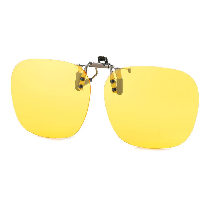 V888-ELOSUNG21791-202503111126-00 2 Pcs Night Vision Yellow Polarized Clip-On Sunglasses - Day & Night Use, Frameless Polygon Design for Fishing & Driving - Image 1