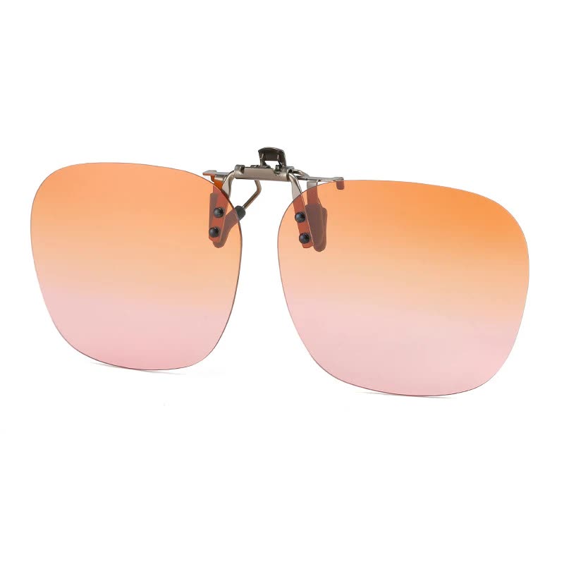 V888-ELOSUNG21792-202503111126-00 2 Pcs Brown-Pink Gradient Polarized Clip-On Sunglasses - Day & Night Use, Frameless Polygon Design for Fishing & Driving - Image 1