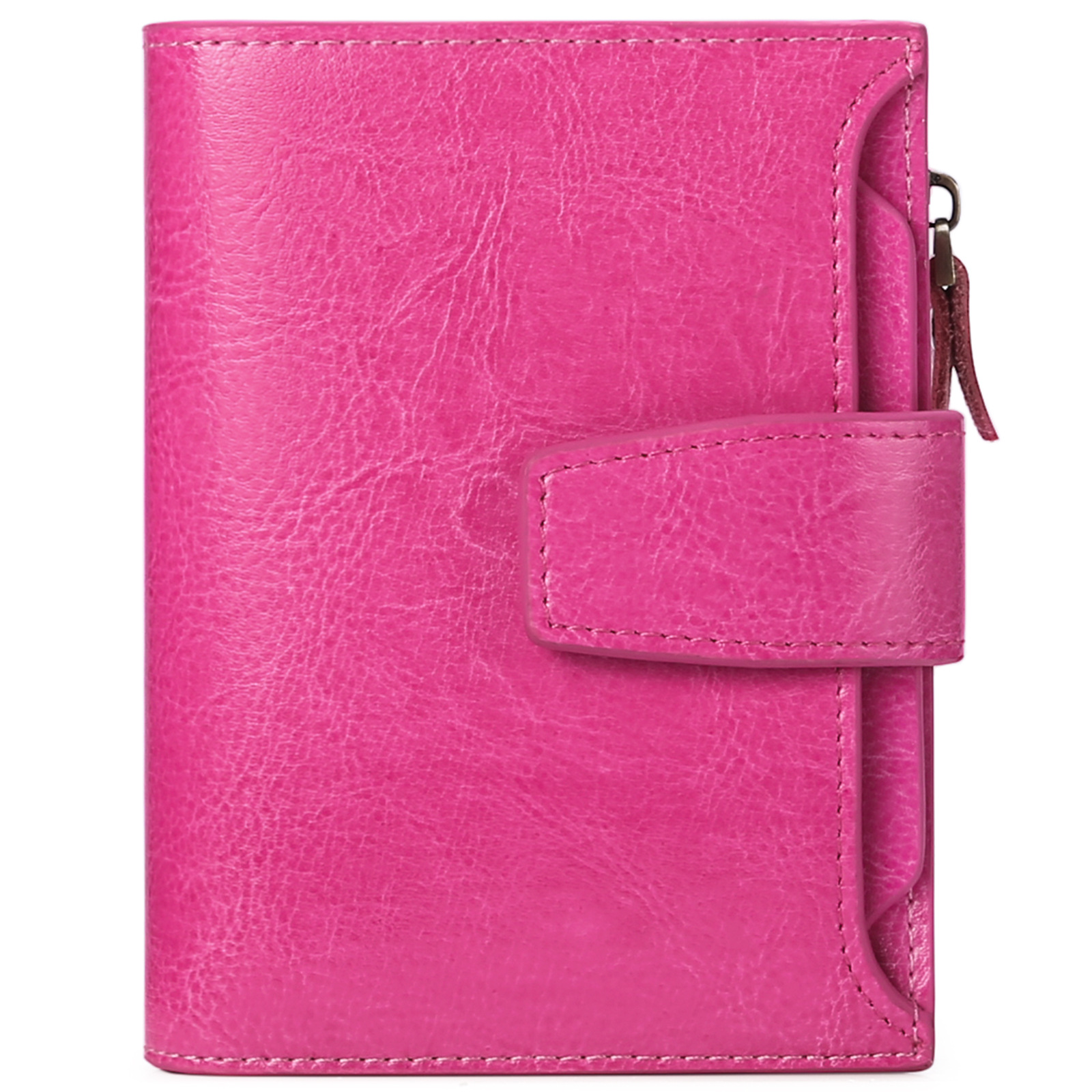 V888-ELOSUNG21958-202503181026-00 Dark Pink Premium Genuine Leather RFID Blocking Women's Wallet - Lightweight, Multi-Functional, and Stylish - Image 1