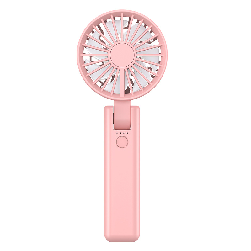 V888-ELOSUNG22037-202503141145-00 Pink Dual-Blade Portable Neck Fan - Rechargeable USB Fan with Carabiner - Image 1