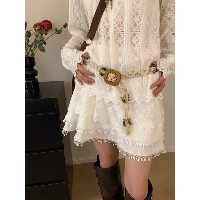 V888-ELOSUNG22123-202503181022-00 2 PCS Waist Rope Braid Ethnic Style Waist Chain - Beaded Bohemian Belt for Women - Image 1