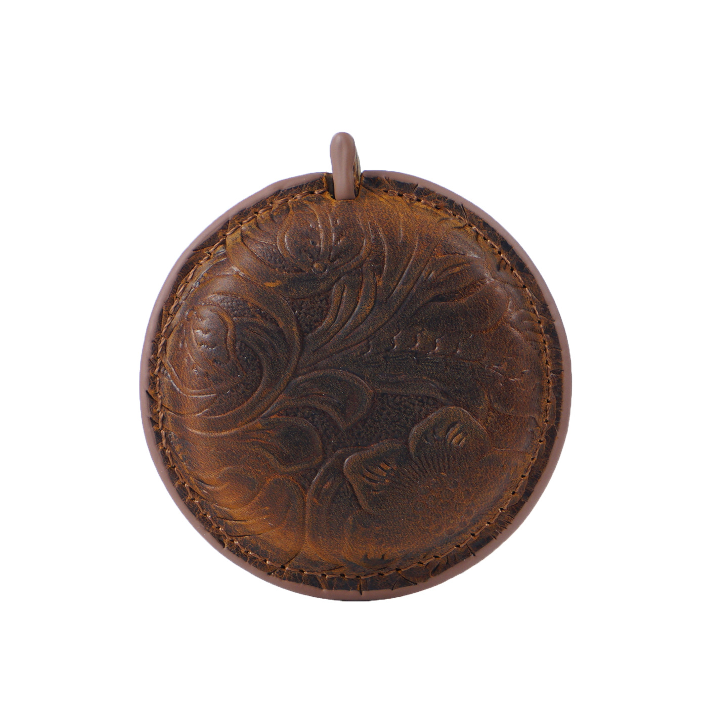 V888-ELOSUNG22150-202503181035-00 Yellow Brown Mini Leather Tape Measure - 1.5m/60in - Round With Pattern - Image 1