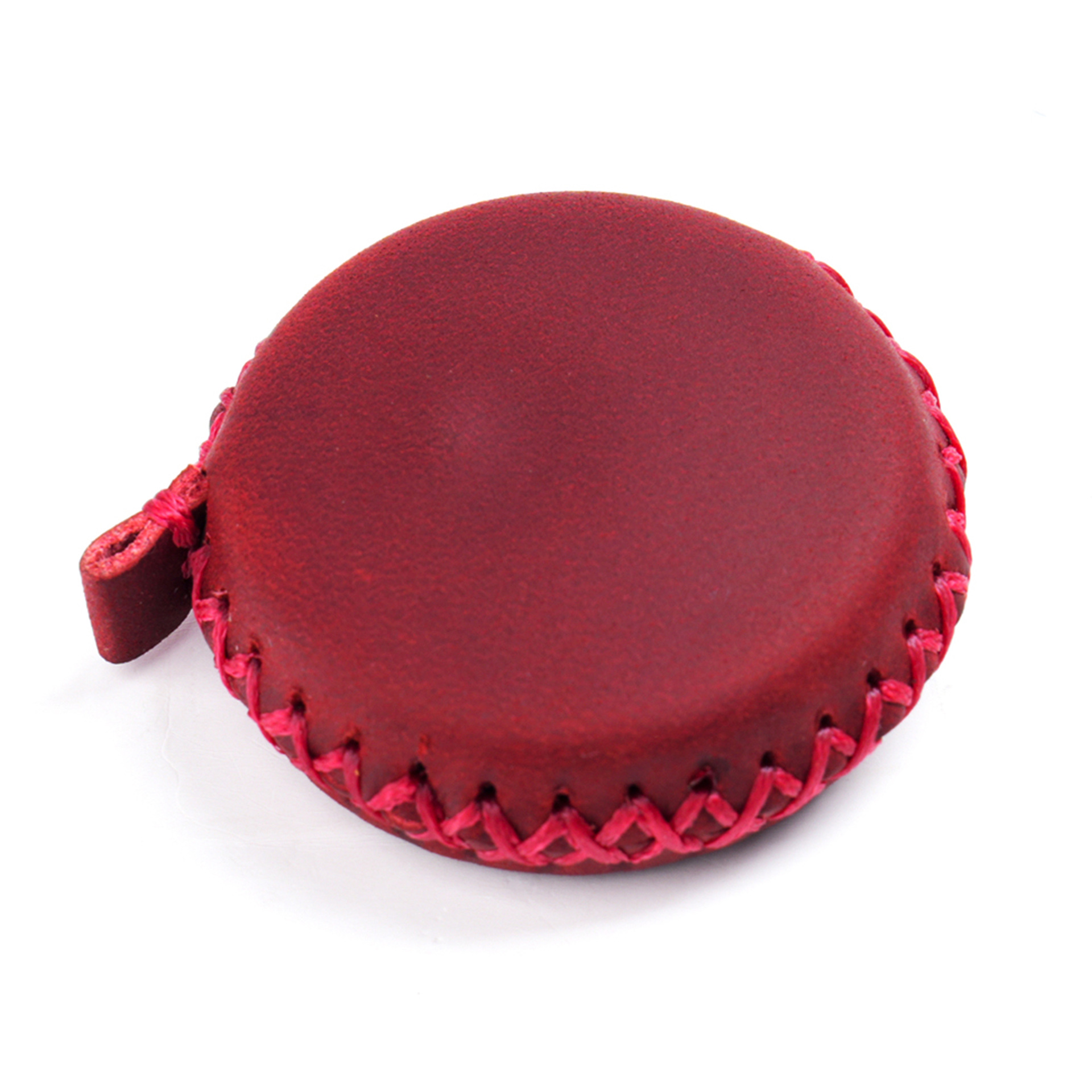V888-ELOSUNG22186-202503181107-00 2 PCS Wine Red Hand-Stitched Leather Tape Measure - Compact & Stylish Measuring Tool - Image 1