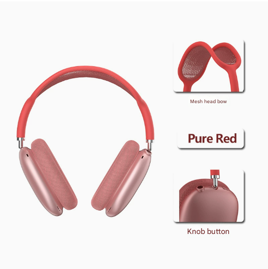 V888-ELOSUNG22209-202503211716-00 Red Bluetooth Over-Ear Headphones - Mesh Headband, Wireless, Rotatable Earcups - Image 1