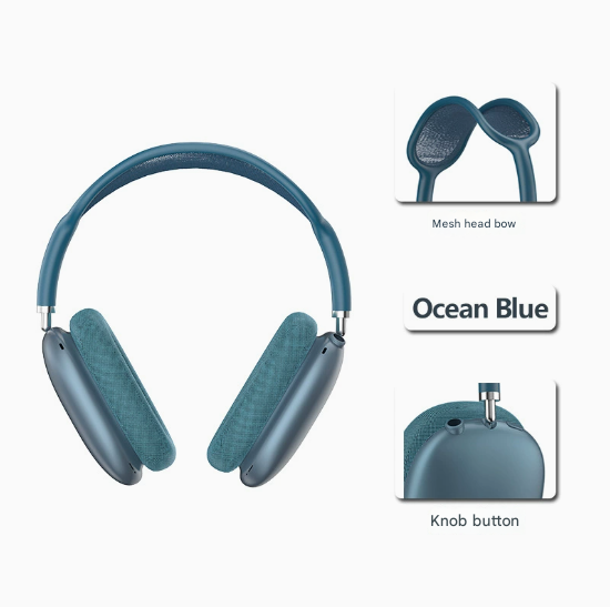 V888-ELOSUNG22211-202503211717-00 Blue Bluetooth Over-Ear Headphones - Mesh Headband, Wireless, Rotatable Earcups - Image 1