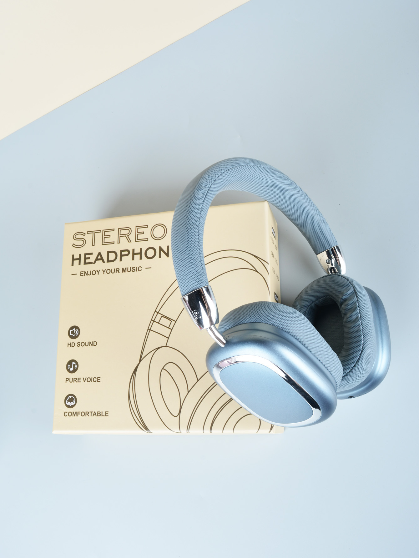 V888-ELOSUNG22216-202503211723-00 Blue Comfortable Bluetooth Over-Ear Headphones - Soft Earmuffs, Foldable Design, Stereo Sound - Image 1