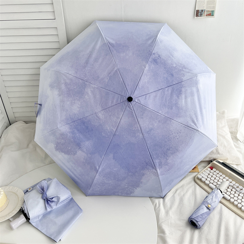 V888-ELOSUNG22275-202503211632-00 Purple Sweat Gradient Automatic Folding Umbrella - Sun & Rain Protection for Women - Image 1