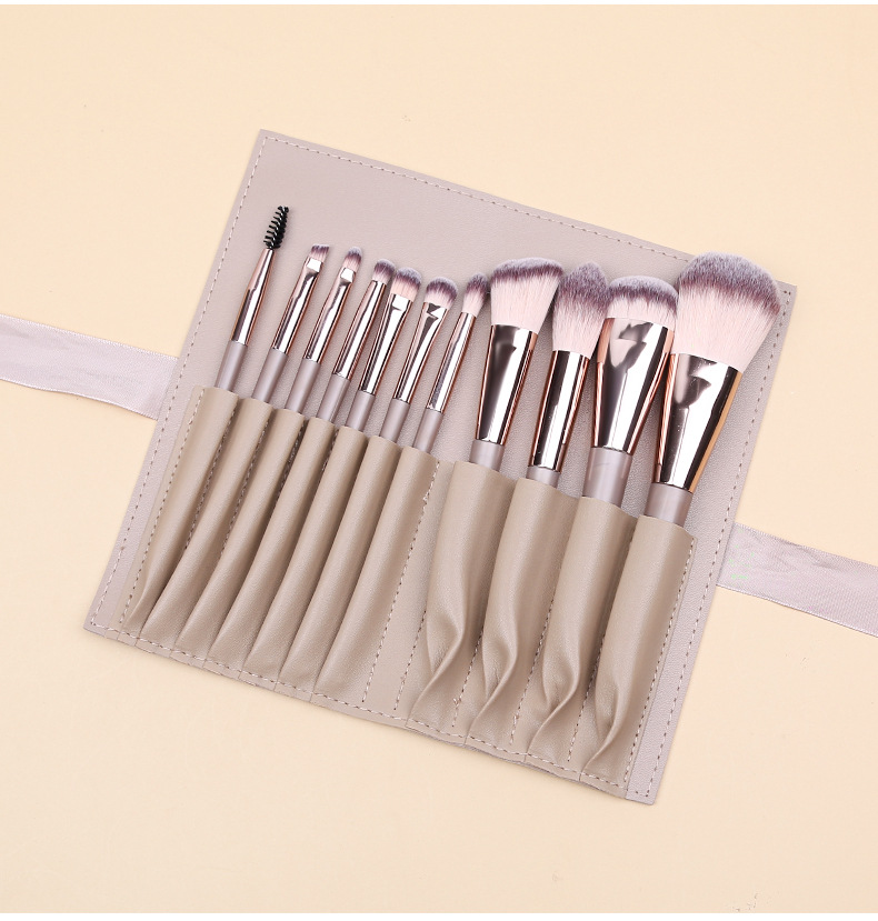 V888-ELOSUNG22342-202503211645-00 Champagne 11 Pcs Makeup Brush Set - Complete Brush Kit with Travel Case - Image 1