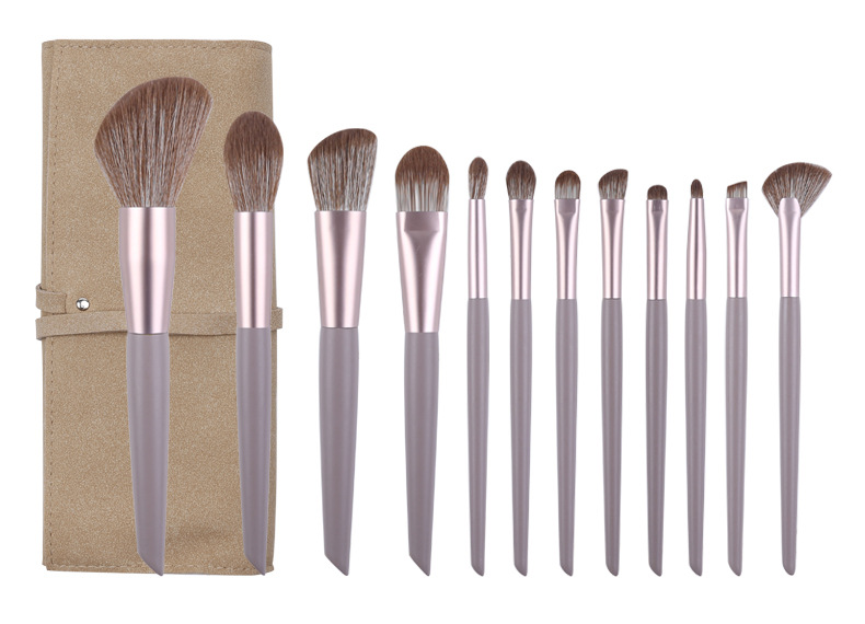 V888-ELOSUNG22347-202503211822-00 Brown Professional 12 Piece Makeup Brush Kit - Soft Synthetic Brushes for Face & Eyes - Image 1