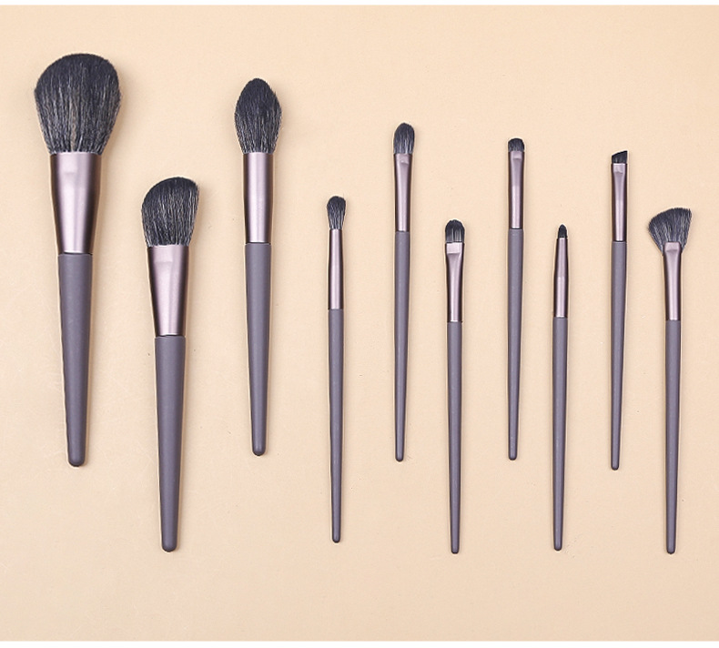 V888-ELOSUNG22349-202503211826-00 Modern Gray (Brush + Bucket) 10 Piece Face Eye Makeup Brush Set - Premium Makeup Blending Brushes - Image 1