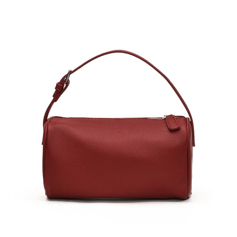 V888-ELOSUNG22428-202503252015-00 Red Minimalist Shoulder Bag - High-End Cylindrical Design - Image 1