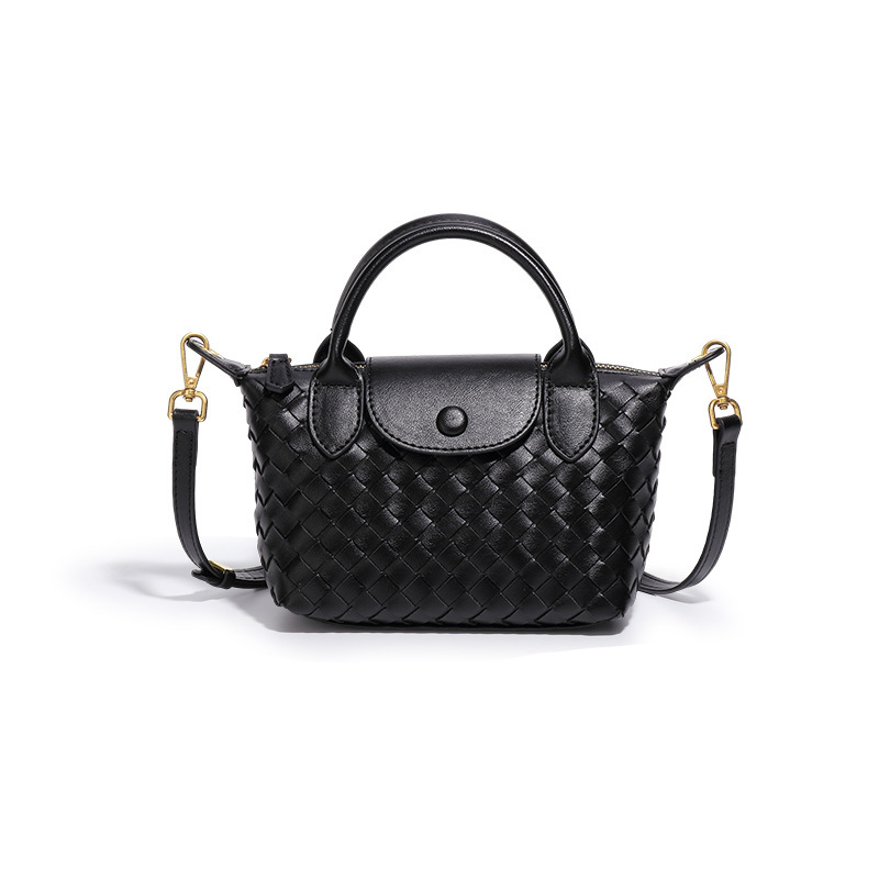 V888-ELOSUNG22455-202503251507-00 Black Woven Shoulder Bag - Stylish Dumpling Bag, Simple and Versatile Crossbody for Women - Image 1