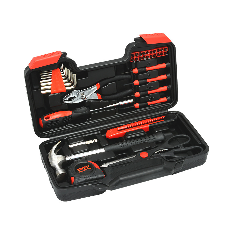 V888-ELOSUNG22563-202503282015-00 39-Piece Home Tool Kit - Red Carbon Steel Hardware Set - Image 1