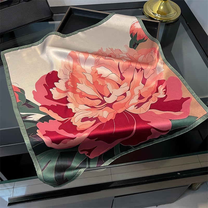 V888-ELOSUNG22675-202504011316-00 Red Peony Women's silk scarves, accessories for all seasons - Image 1