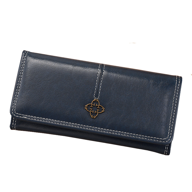 V888-ELOSUNG22792-202504031716-00 Navy blue Classic Long Bifold Wallet for Women - Large Capacity Card Holder - Image 1