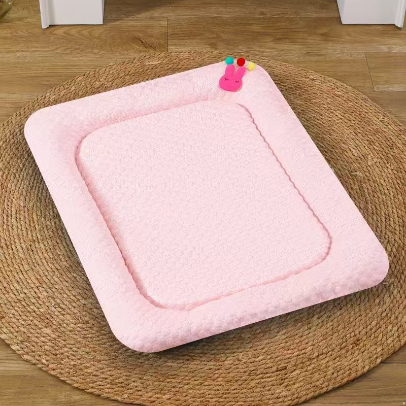 V888-ELOSUNG22870-202504141716-00 Pink Breathable Cooling Pet Mat - Ice Bean Summer Bed for Small Dogs (L : 50x65cm) - Image 1