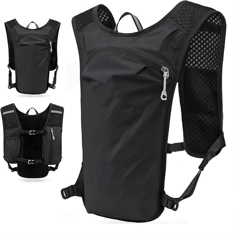 V888-ELOSUNG22891-202504141735-00 Black Lightweight Hydration Vest Pack - Breathable Running & Cycling Backpack - Image 1
