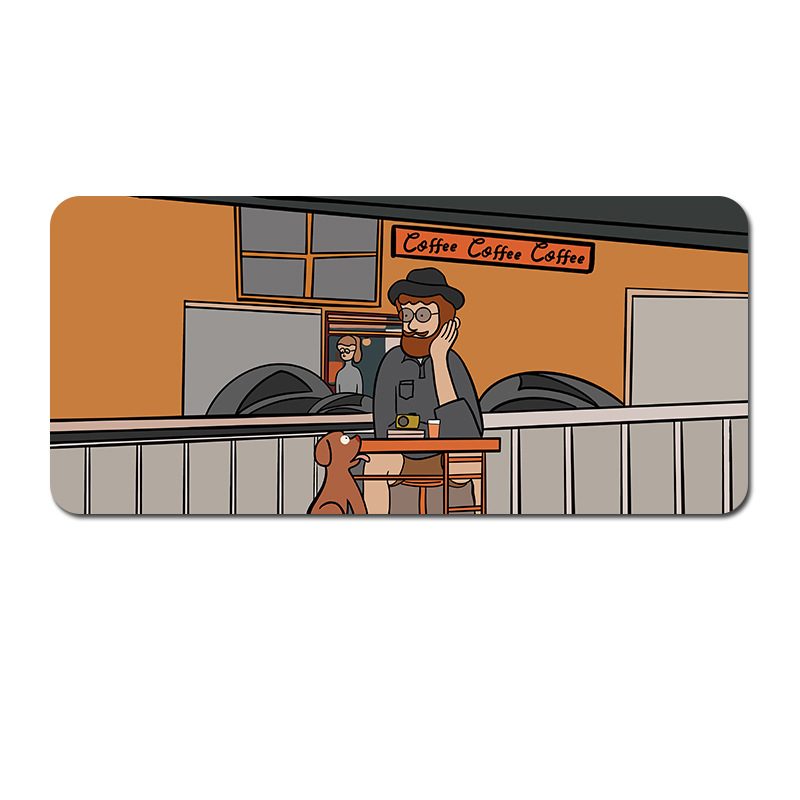 V888-ELOSUNG22928-202504141528-00 Extended Gaming Mousepad (90x40x0.4cm) - Big Beard Uncle Design, Stitched Edges - Style 3 - Image 1