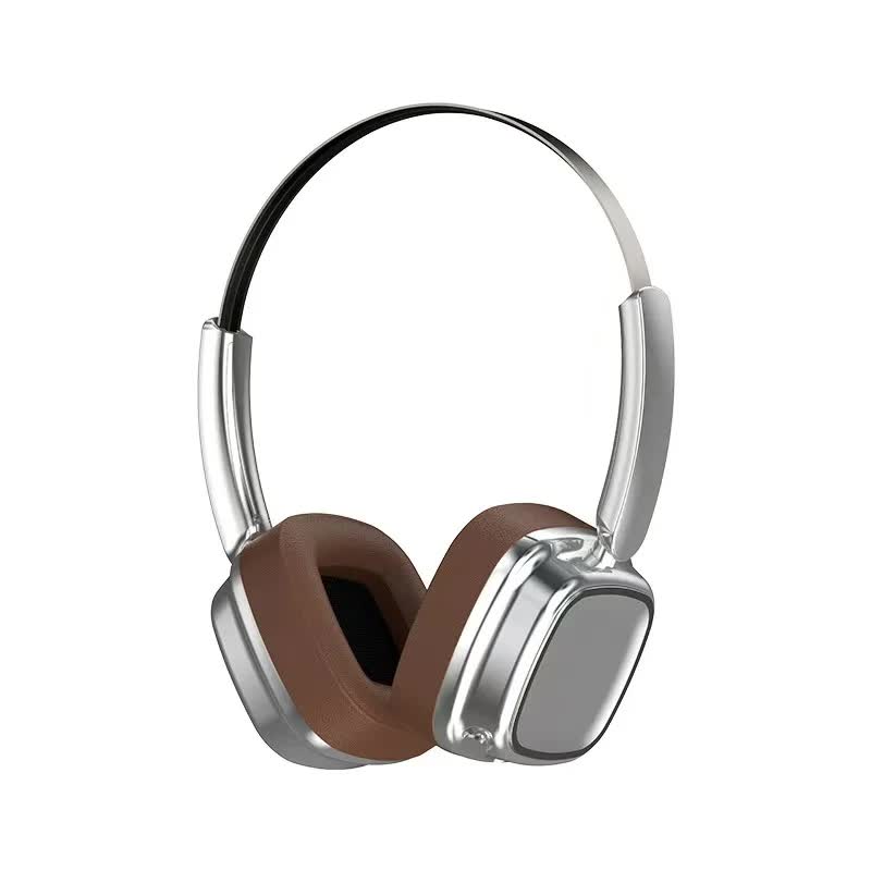 V888-ELOSUNG23026-202503211724-00 Silver And Brown Compact Retro Headphones - Wireless Bluetooth, Deep Bass, Immersive Sound - Image 1