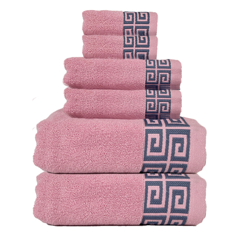 V888-ELOSUNG23035-202503211605-00 Pink Luxury Cotton Towel Set - 6-Piece Highly Absorbent Bath & Hand Towels - Image 1