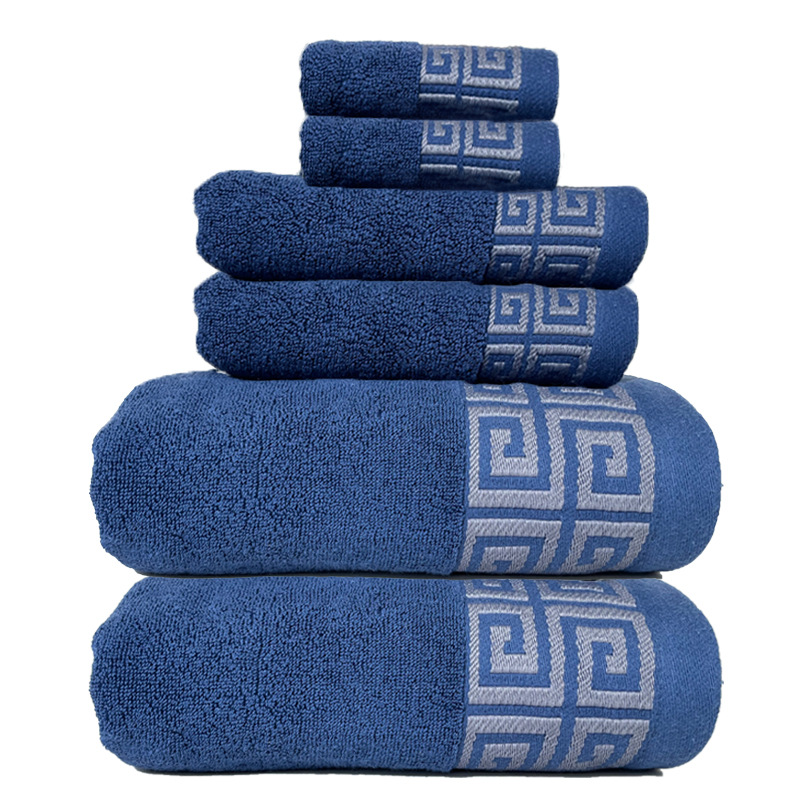 V888-ELOSUNG23038-202503211758-00 Blue Luxury Cotton Towel Set - 6-Piece Highly Absorbent Bath & Hand Towels - Image 1
