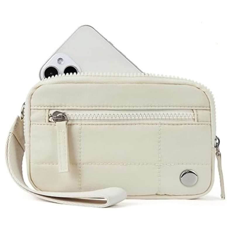 V888-ELOSUNG23039-202503211814-00 Beige Waterproof Wristlet Wallet - Nylon Pouch for Cards, Phone & Coins(Without Mobile Phone) - Image 1