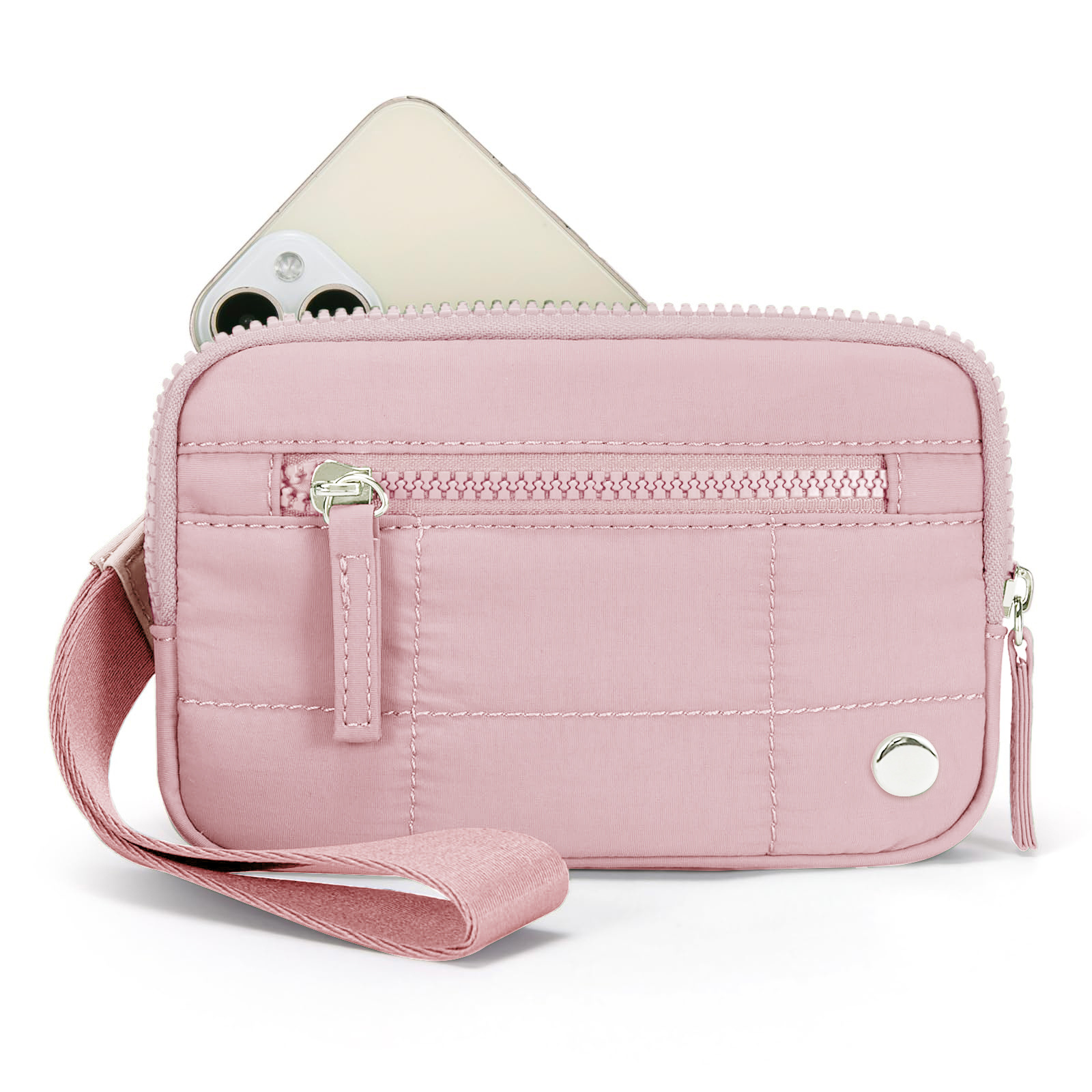 V888-ELOSUNG23042-202503211820-00 Pink Waterproof Wristlet Wallet - Nylon Pouch for Cards, Phone & Coins(Without Mobile Phone) - Image 1