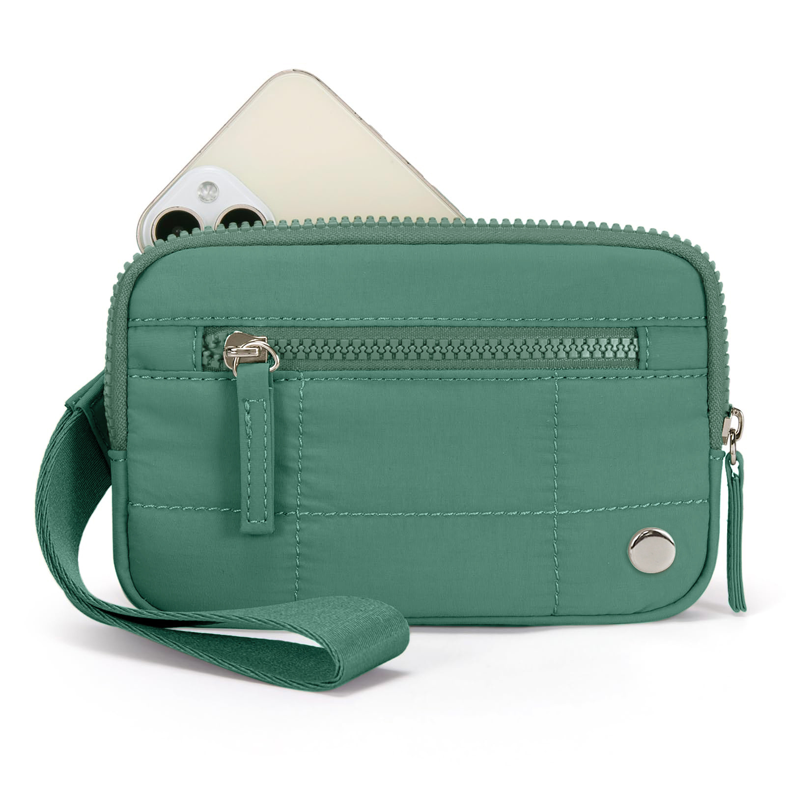 V888-ELOSUNG23044-202503211821-00 Green Waterproof Wristlet Wallet - Nylon Pouch for Cards, Phone & Coins(Without Mobile Phone) - Image 1